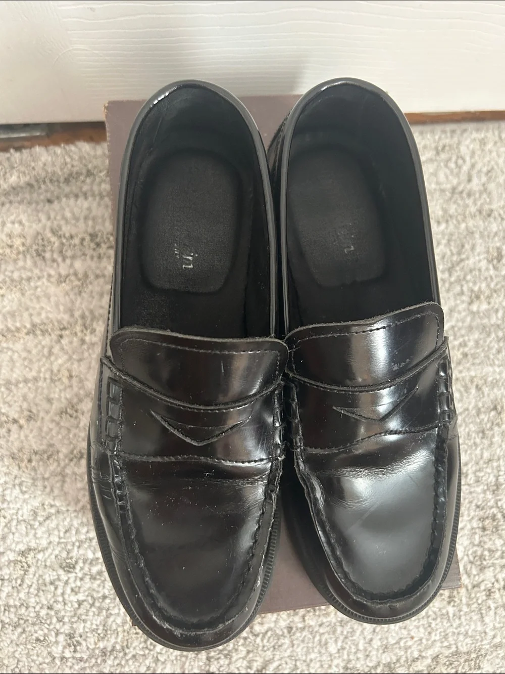 Florsheim Black Leather Croquet Penny Loafers